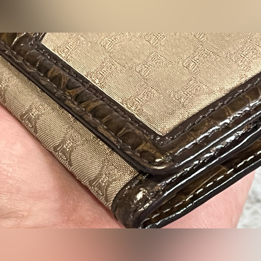 Celine Beige Macadam Canvas W/ Croc Embossed Leat… - image 7